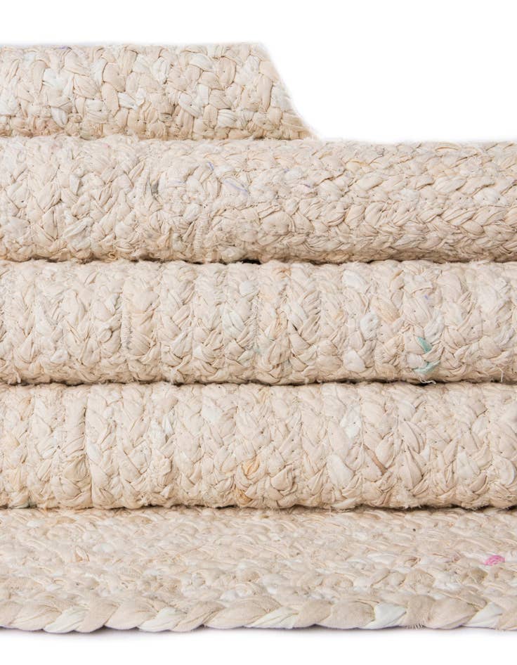 Detail image of  2' 2 x 3' 7  Hand Braided Chindi Hearth Rug