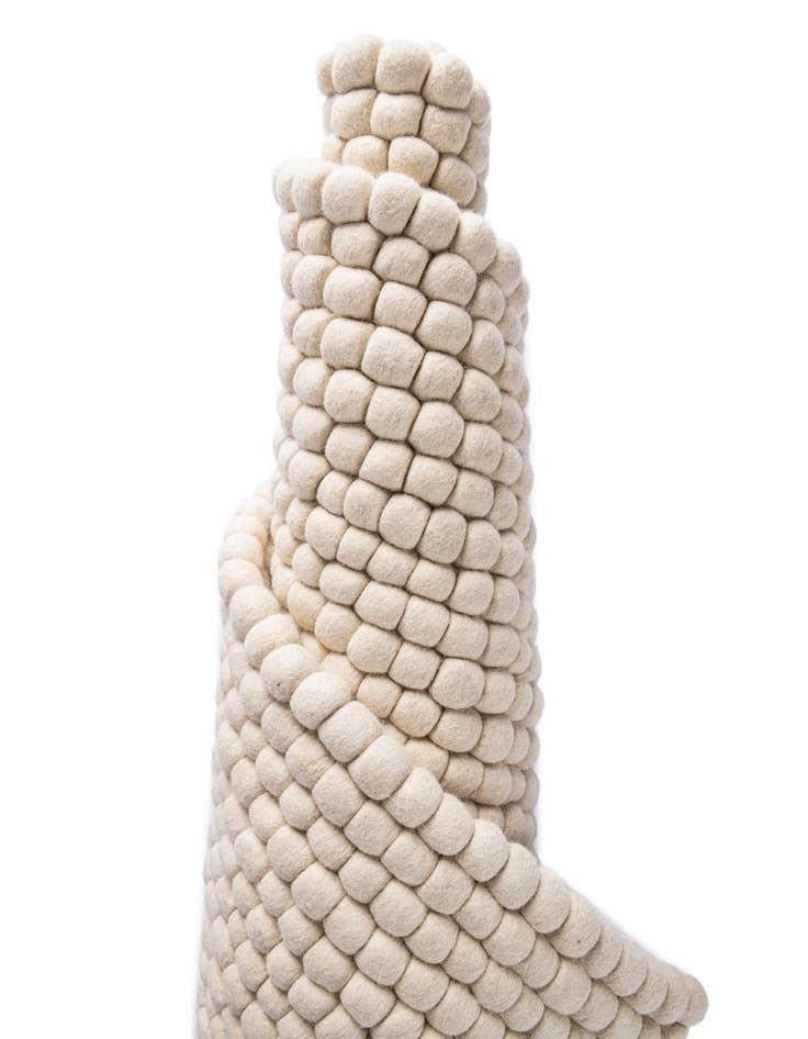 Detail image of  2' 2 x 3' 7  Hand Woven Felt Ball Wool Hearth Rug