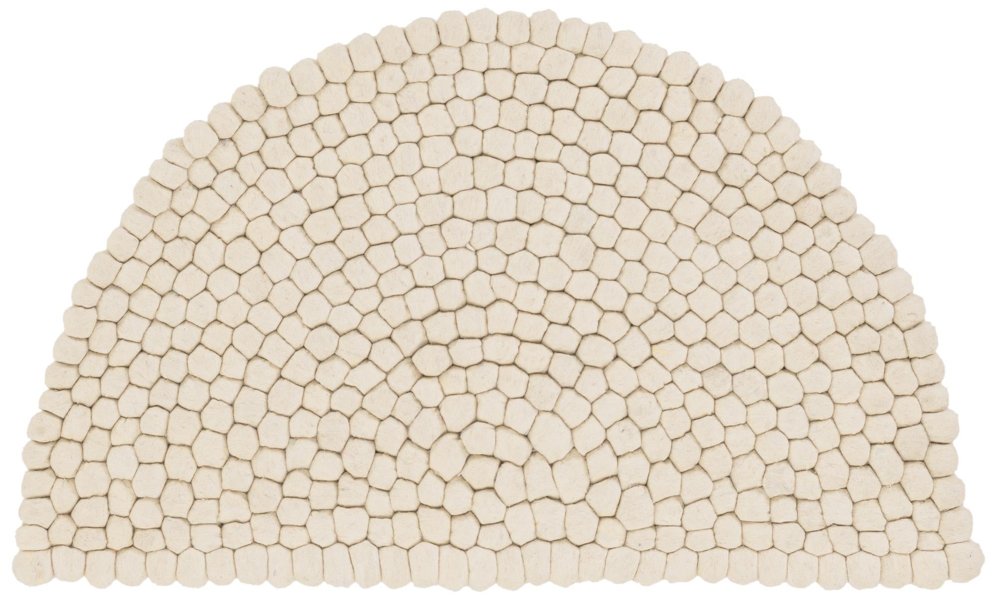Ivory 2' 2 x 3' 7 Hand Woven Felt Ball Wool Hearth Rug | Rugs.com