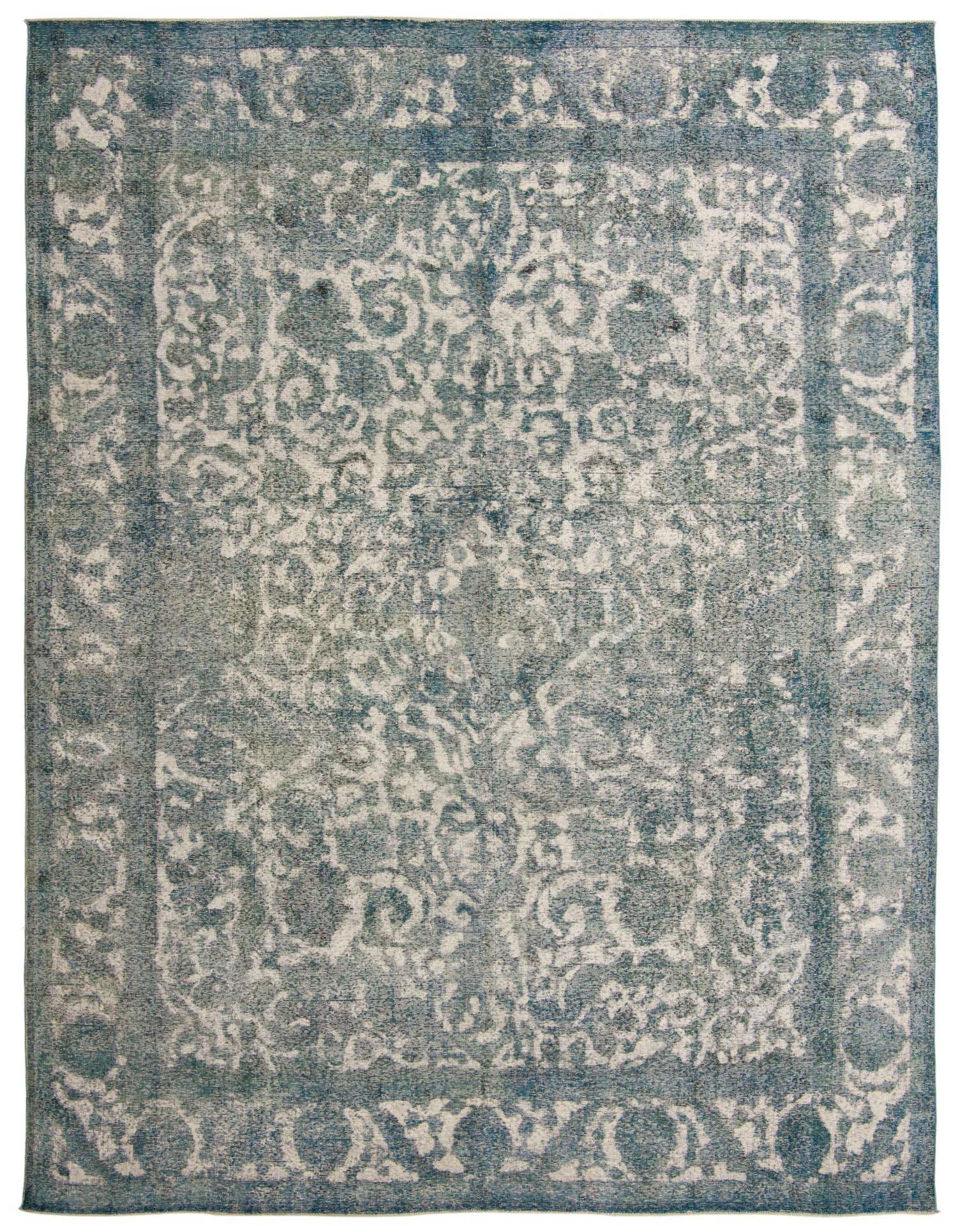 A 10x13 rectangular blue and ivory Ultra Vintage wool rug with an abstract Persian pattern and border.
