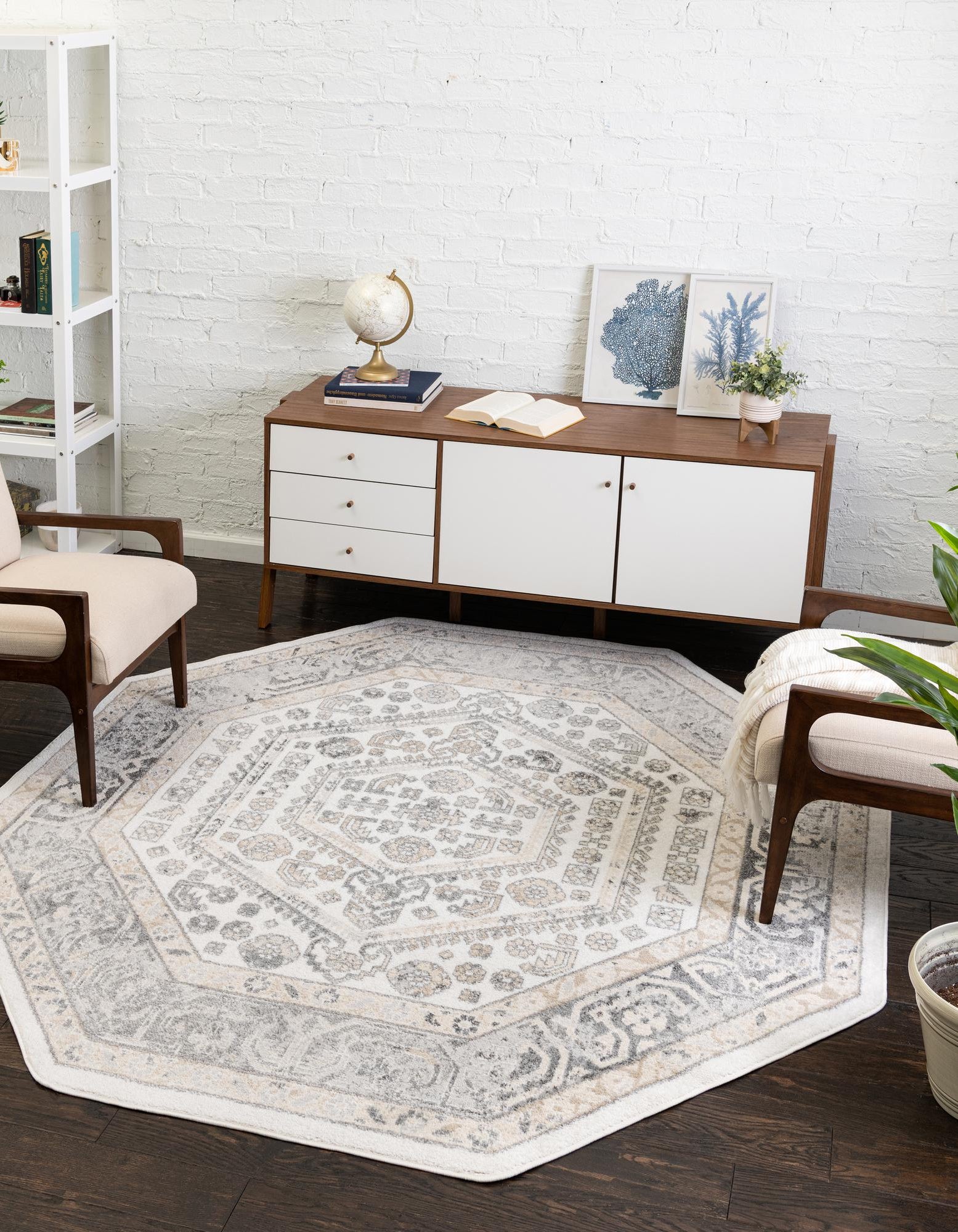 Ivory 7' 10 x 7' 10 Aurelia Octagon Rug | Rugs.com