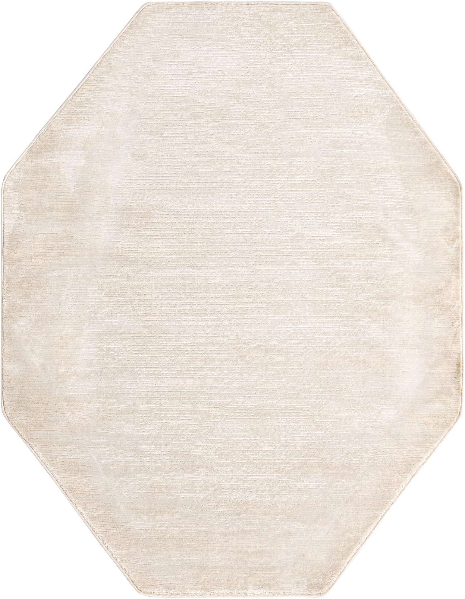 A 5' 3 x 5' 3 octagon ivory area rug featuring a subtle high/low textured pile, ideal for modern indoor spaces.