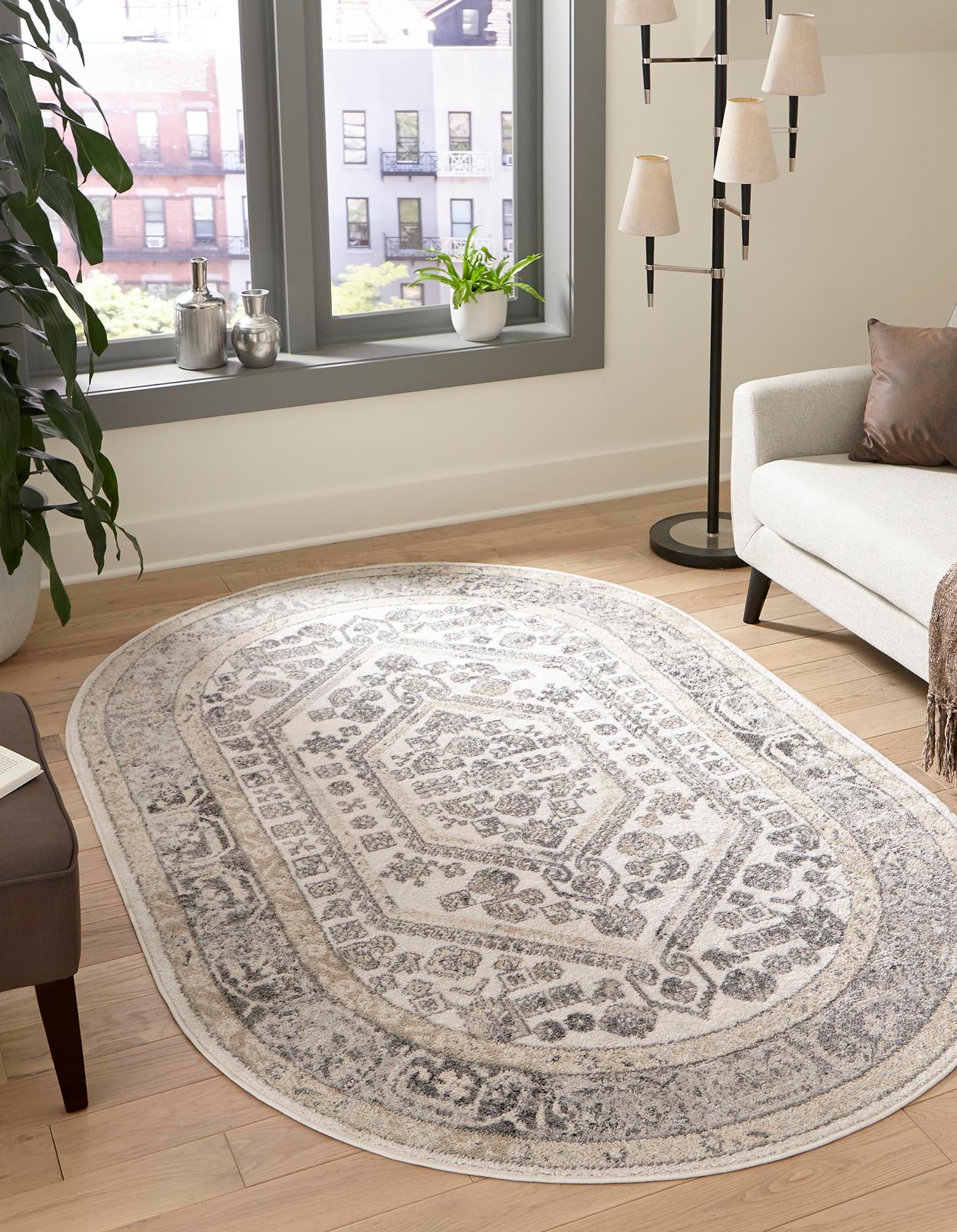 Ivory 6' 1 x 9' Aurelia Oval Rug | Rugs.com