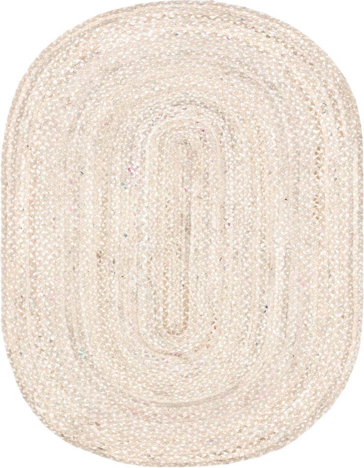 Detail image of  5' 1 x 8'  Hand Braided Chindi Oval Rug