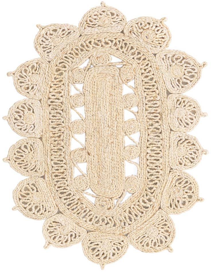 Detail image of  2' x 3' 1  Hand Braided Jute Oval Rug
