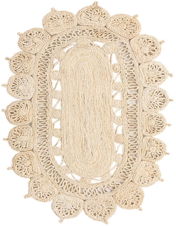 Detail image of  3' 1 x 5' 1  Hand Braided Jute Oval Rug