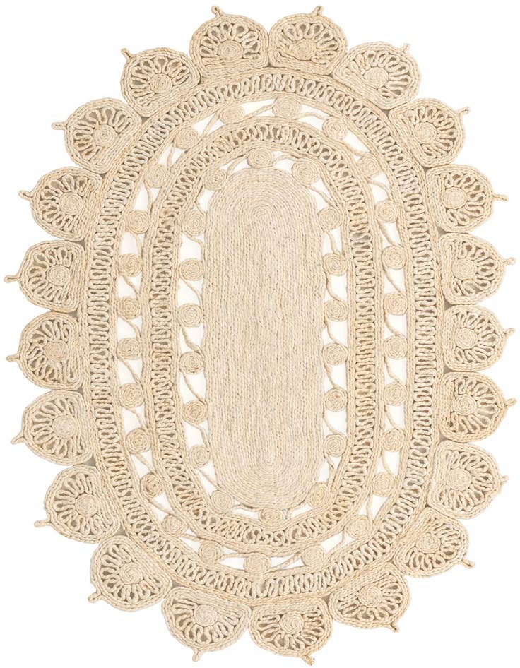 Detail image of  4' 1 x 6' 1  Hand Braided Jute Oval Rug