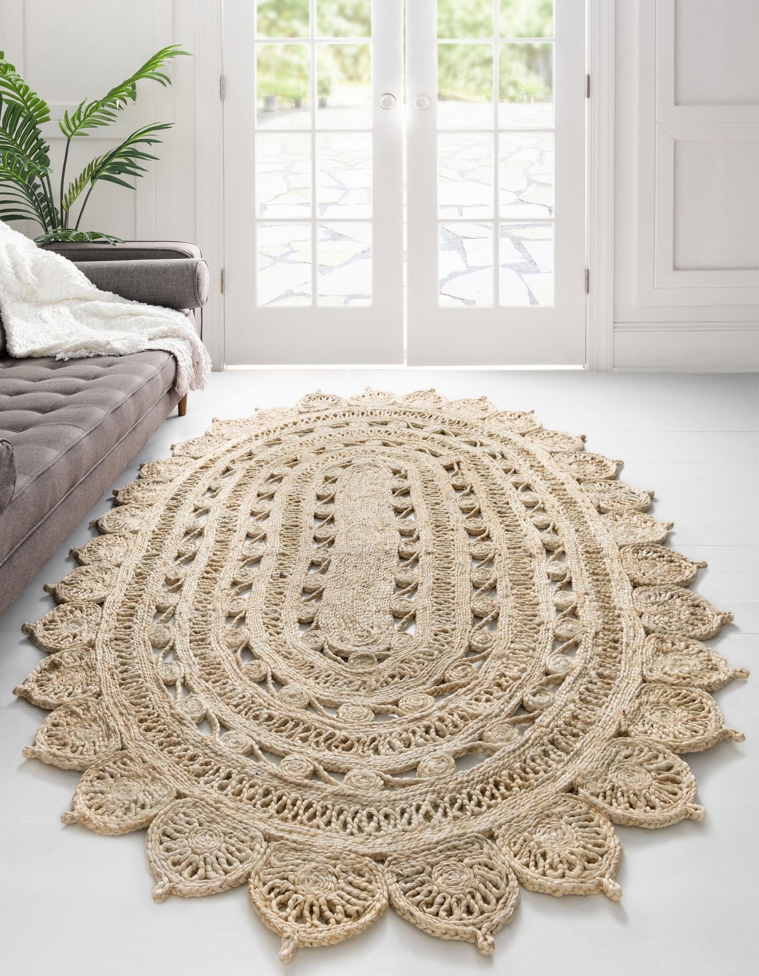 Primary image  5' 1 x 8'  Hand Braided Jute Oval Rug