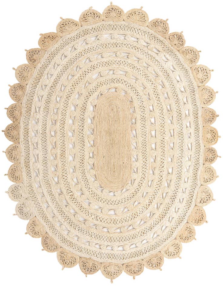 Detail image of  7' 10 x 10'  Hand Braided Jute Oval Rug