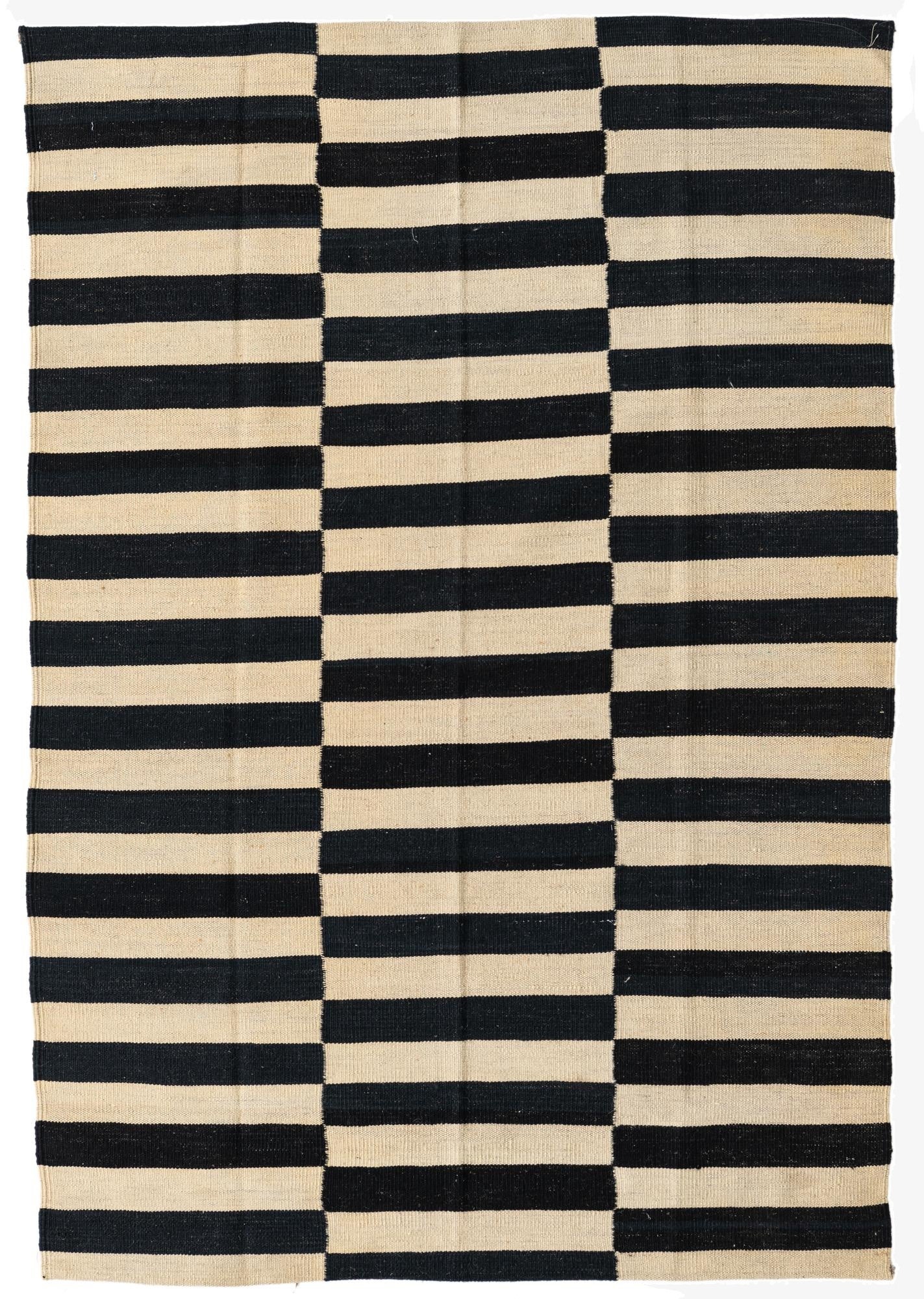  4' x 5' 10  Hand Woven Kilim Modern Wool Oval Rug