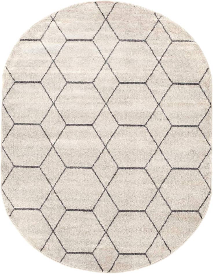 Detail image of  5' 3 x 8' Lattice Frieze Oval Rug