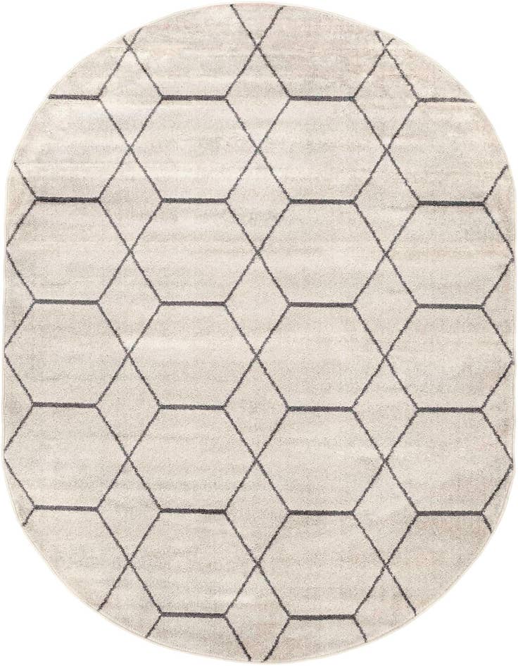 Detail image of  7' 10 x 10' Lattice Frieze Oval Rug