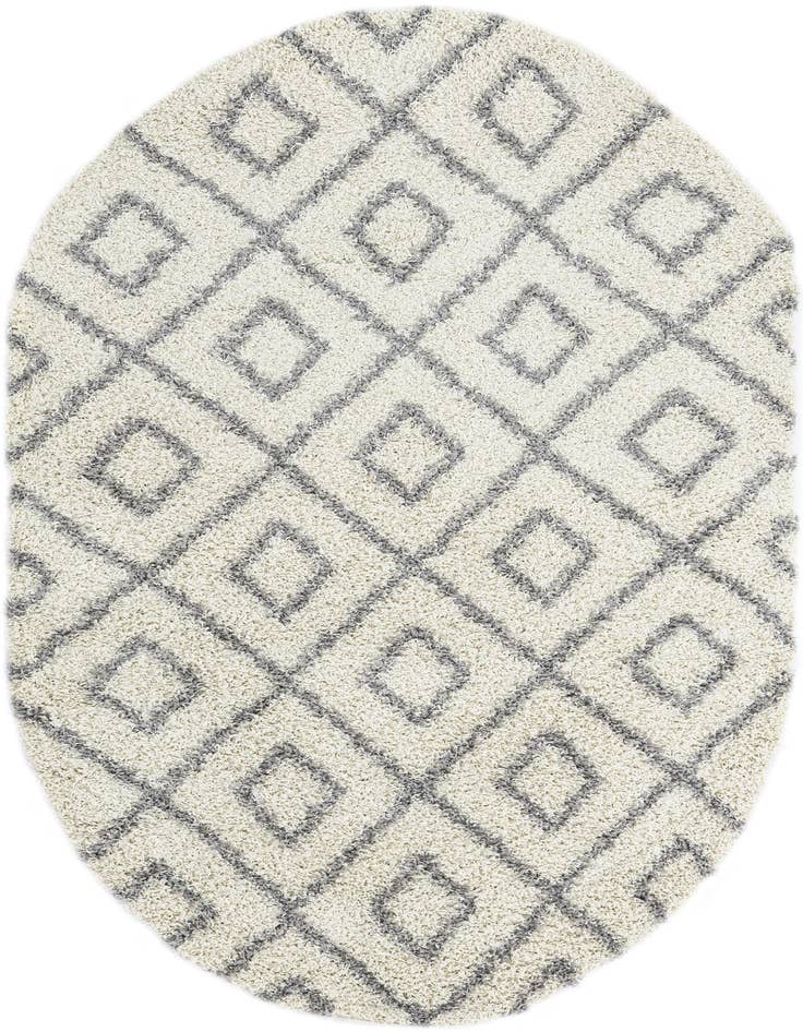 Detail image of  5' 3 x 8' Lattice Shag Oval Rug