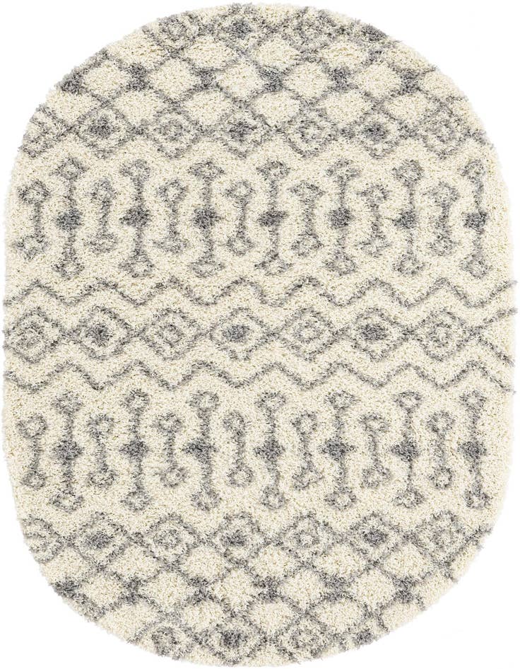 Detail image of  5' 3 x 8' Moroccan Trellis Shag Oval Rug