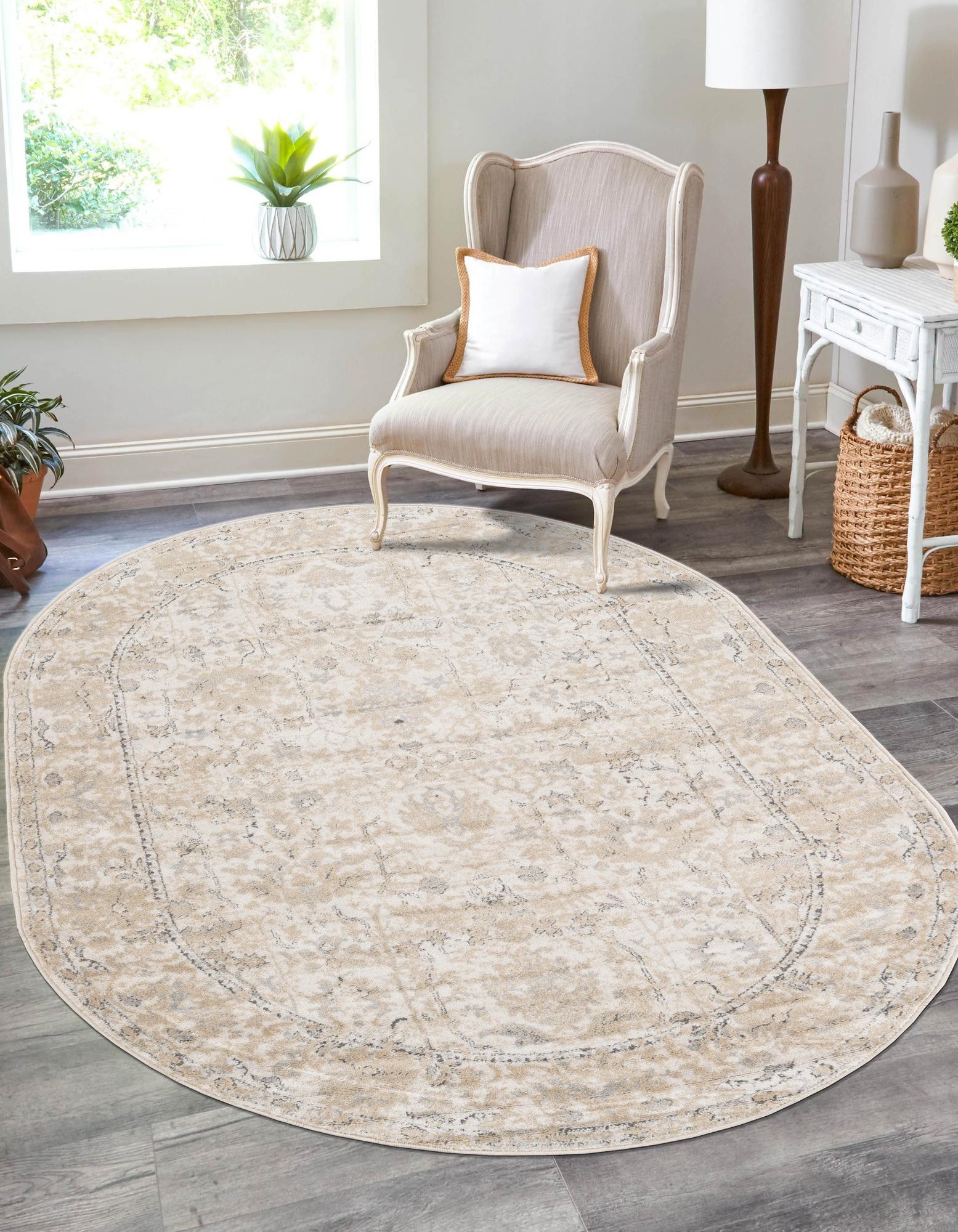 Ivory 3' 3 x 5' 3 Oregon Oval Rug | Rugs.com