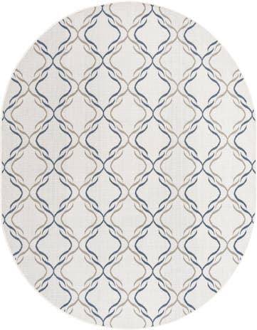 7' 10 x 10' Washable Lattice Indoor / Outdoor Oval Rug
