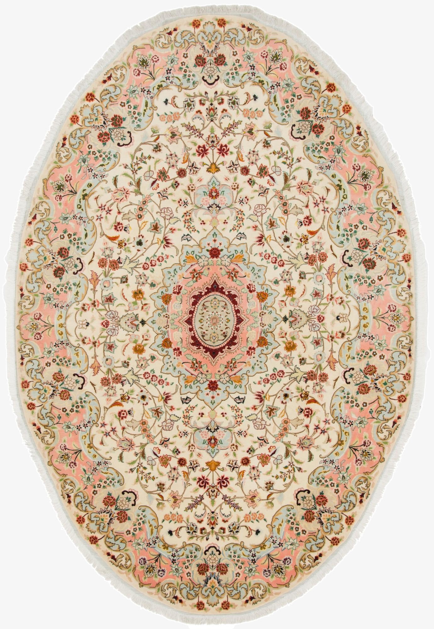  6' 7 x 9' 10  Hand Knotted Tabriz Persian Oval Rug