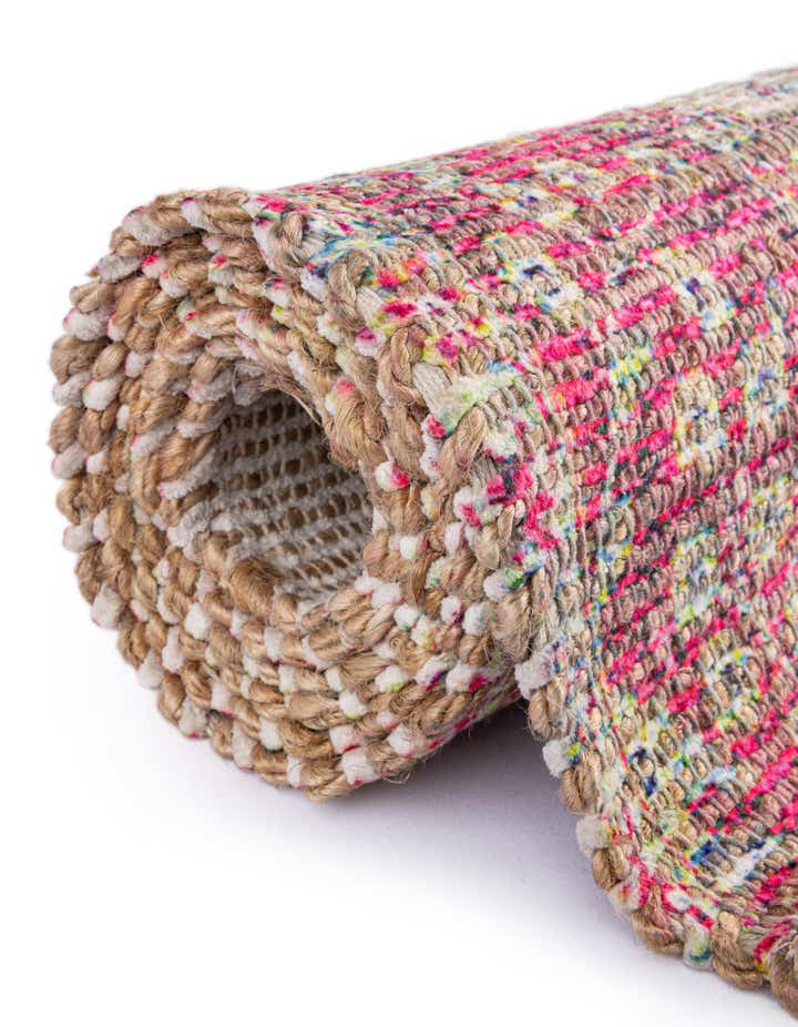 Ivory Pink 4' 1 x 6' 1 Hand Woven Hyland Chenille Jute Rug | Rugs.com