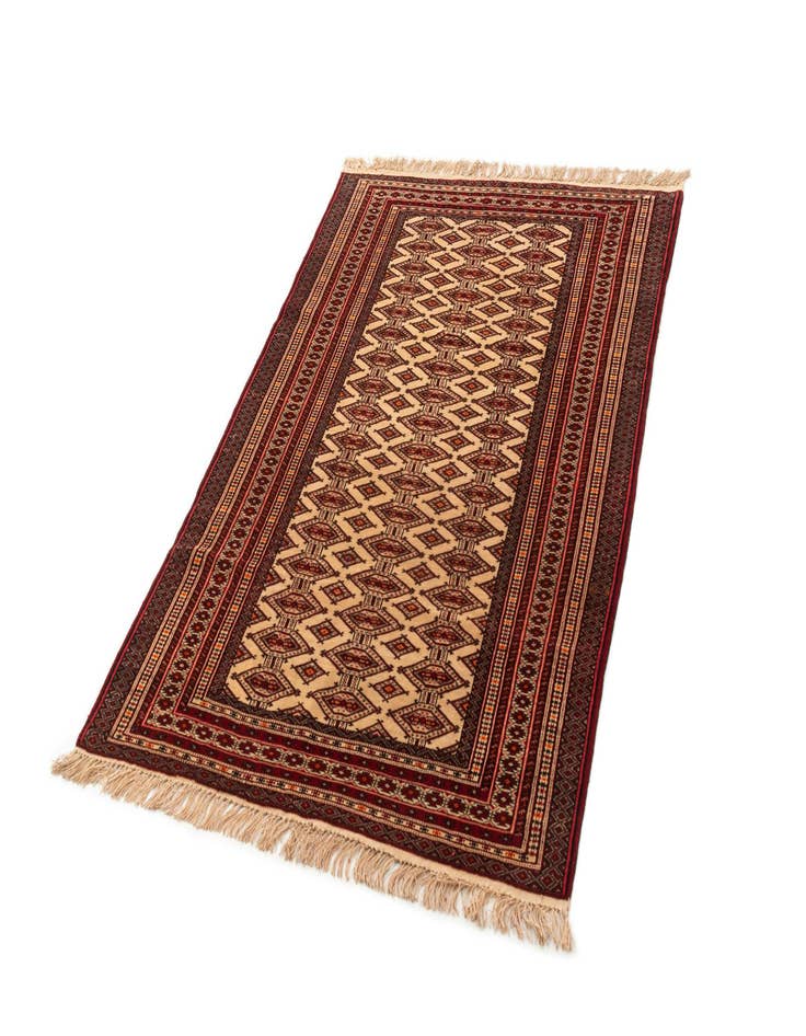 Detail image of  4' 1 x 6'  Hand Knotted Afghan Akhche Oriental Wool Rug