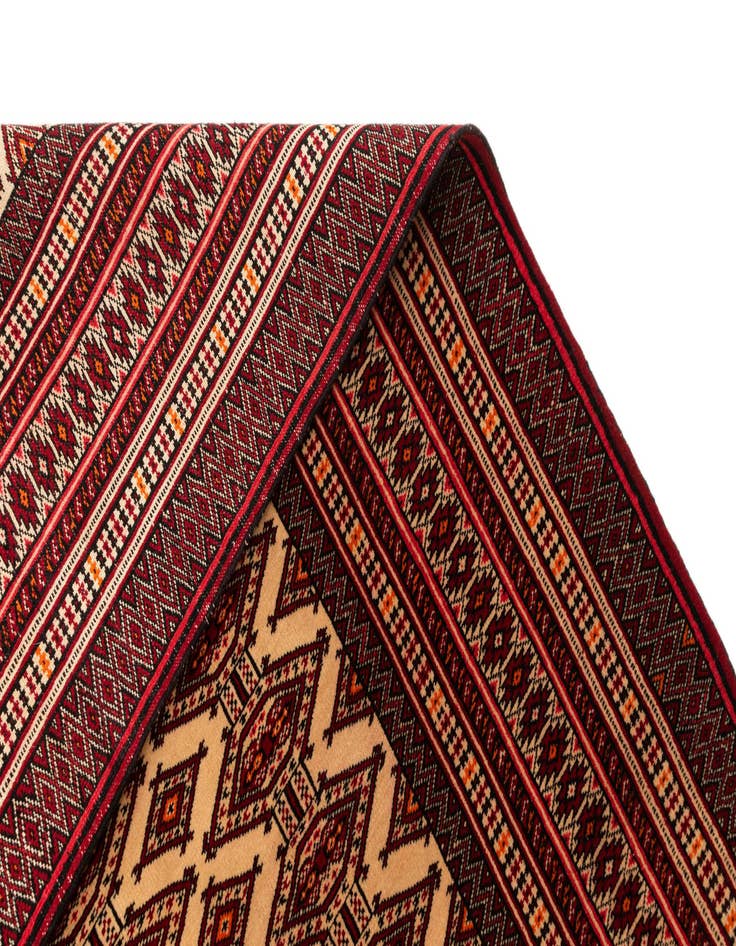 Detail image of  4' 1 x 6'  Hand Knotted Afghan Akhche Oriental Wool Rug