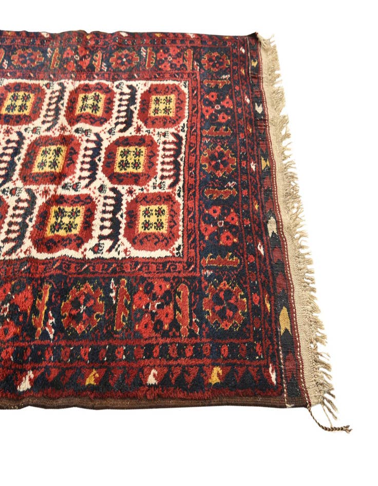 Detail image of  3' 10 x 4' 10  Hand Knotted Afghan Akhche Wool Rug