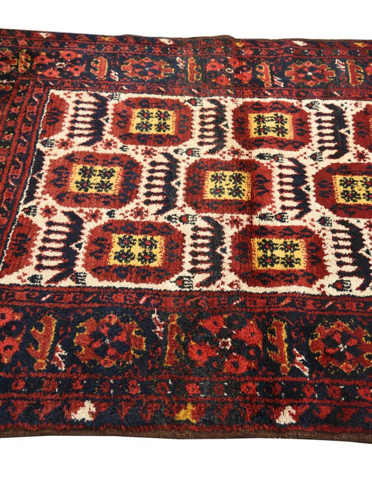 Detail image of  3' 10 x 4' 10  Hand Knotted Afghan Akhche Wool Rug