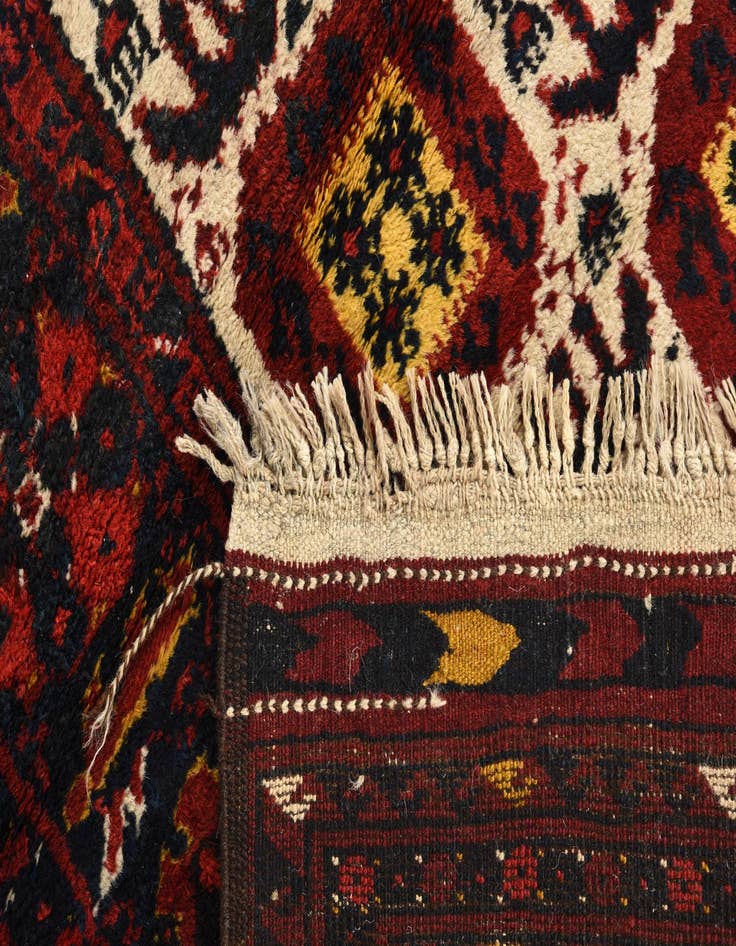 Detail image of  3' 10 x 4' 10  Hand Knotted Afghan Akhche Wool Rug