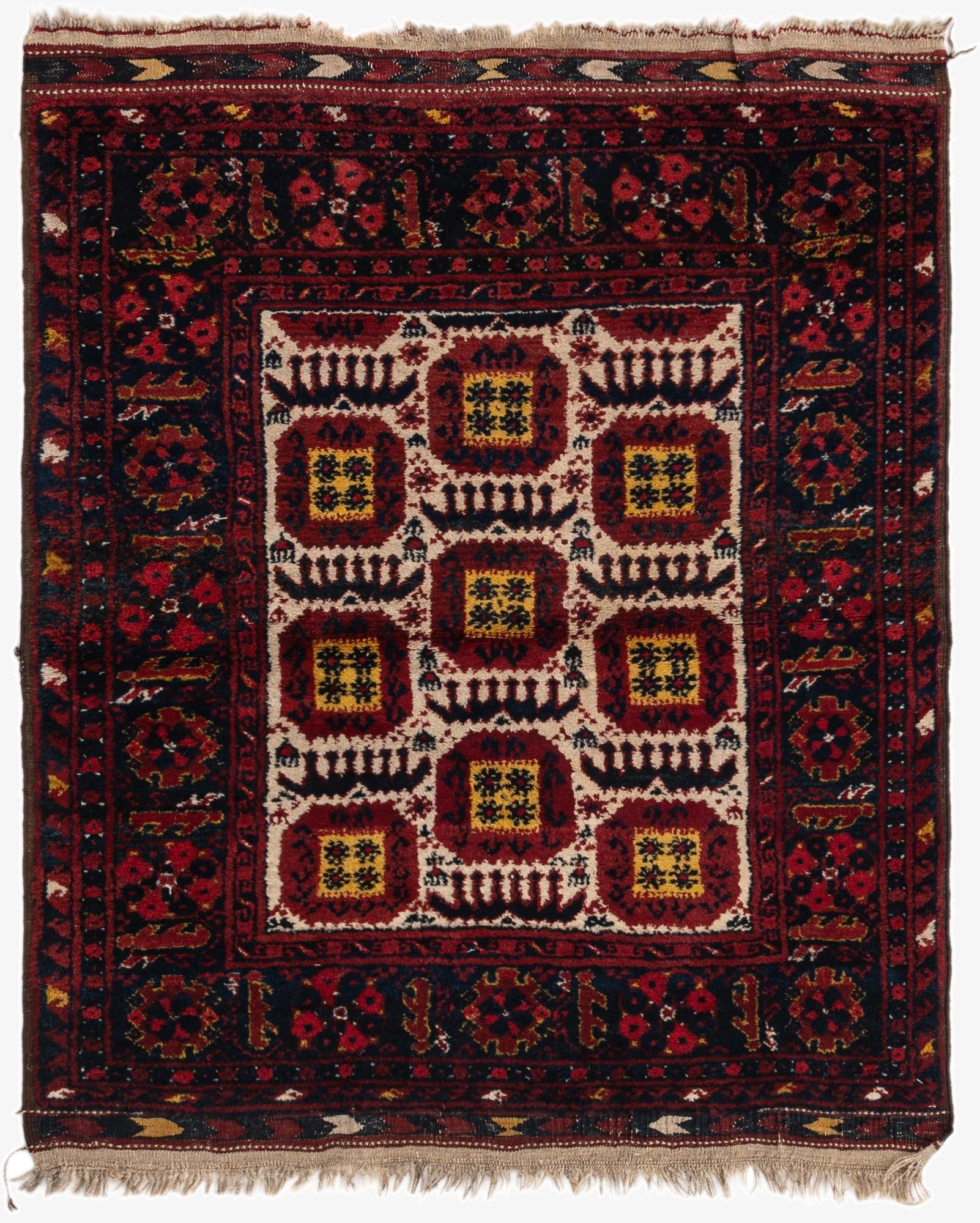  3' 10 x 4' 10  Hand Knotted Afghan Akhche Wool Rug