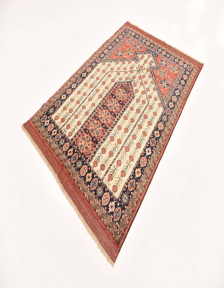 Detail image of  4' 9 x 7' 3  Hand Knotted Afghan Ersari Wool Rug