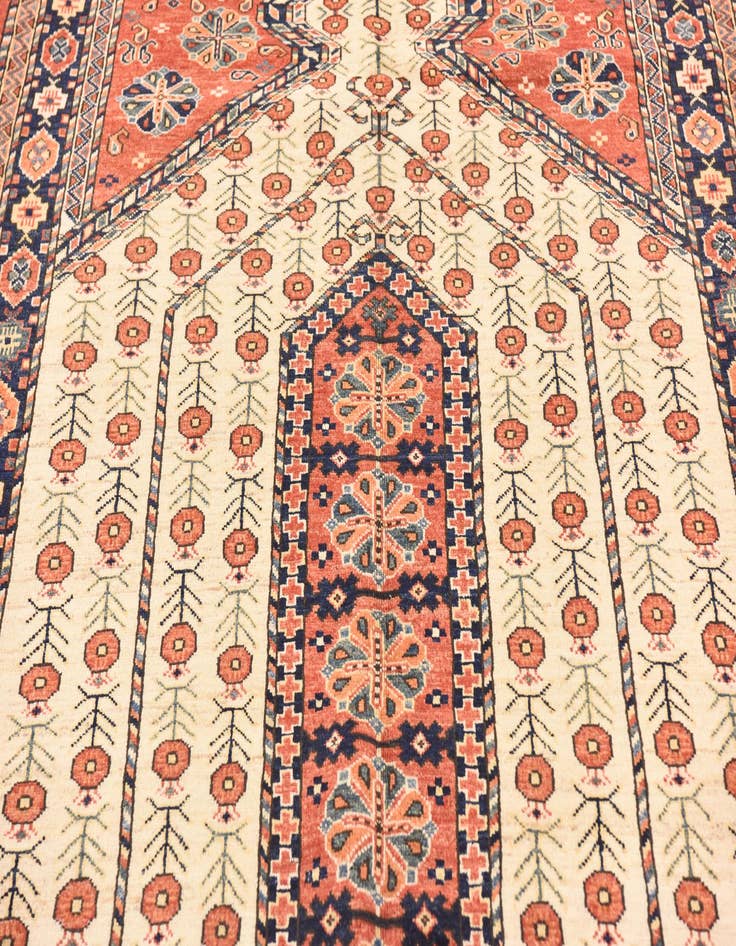 Detail image of  4' 9 x 7' 3  Hand Knotted Afghan Ersari Wool Rug