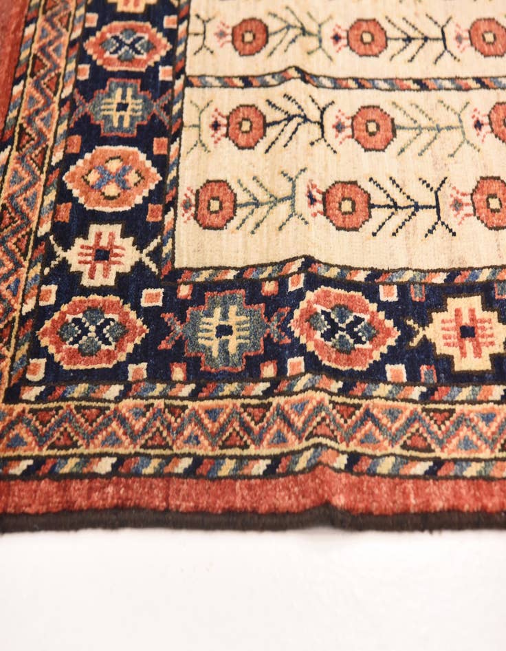Detail image of  4' 9 x 7' 3  Hand Knotted Afghan Ersari Wool Rug