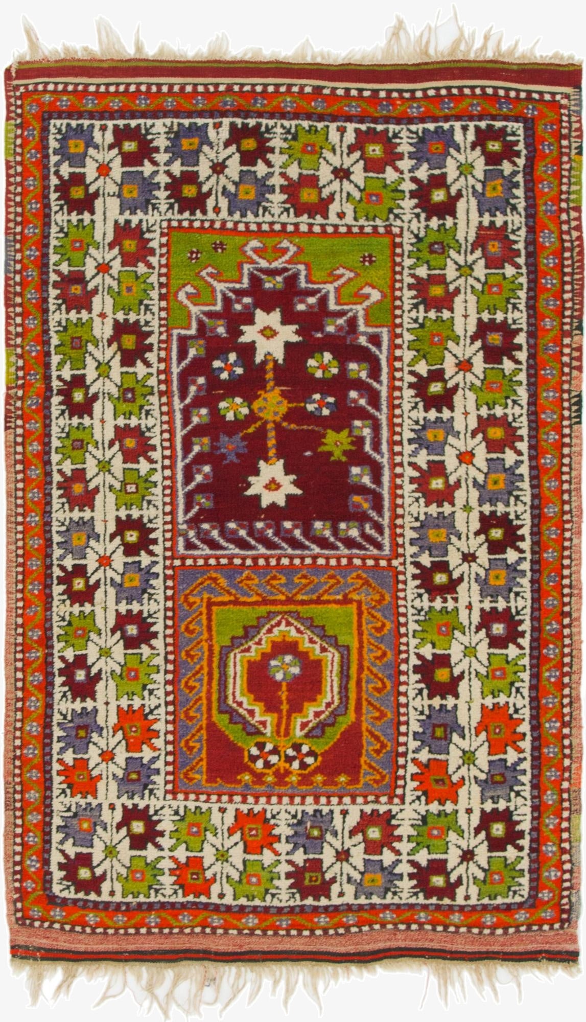  3' 2 x 5' 2  Hand Knotted Anatolian Oriental Wool Rug