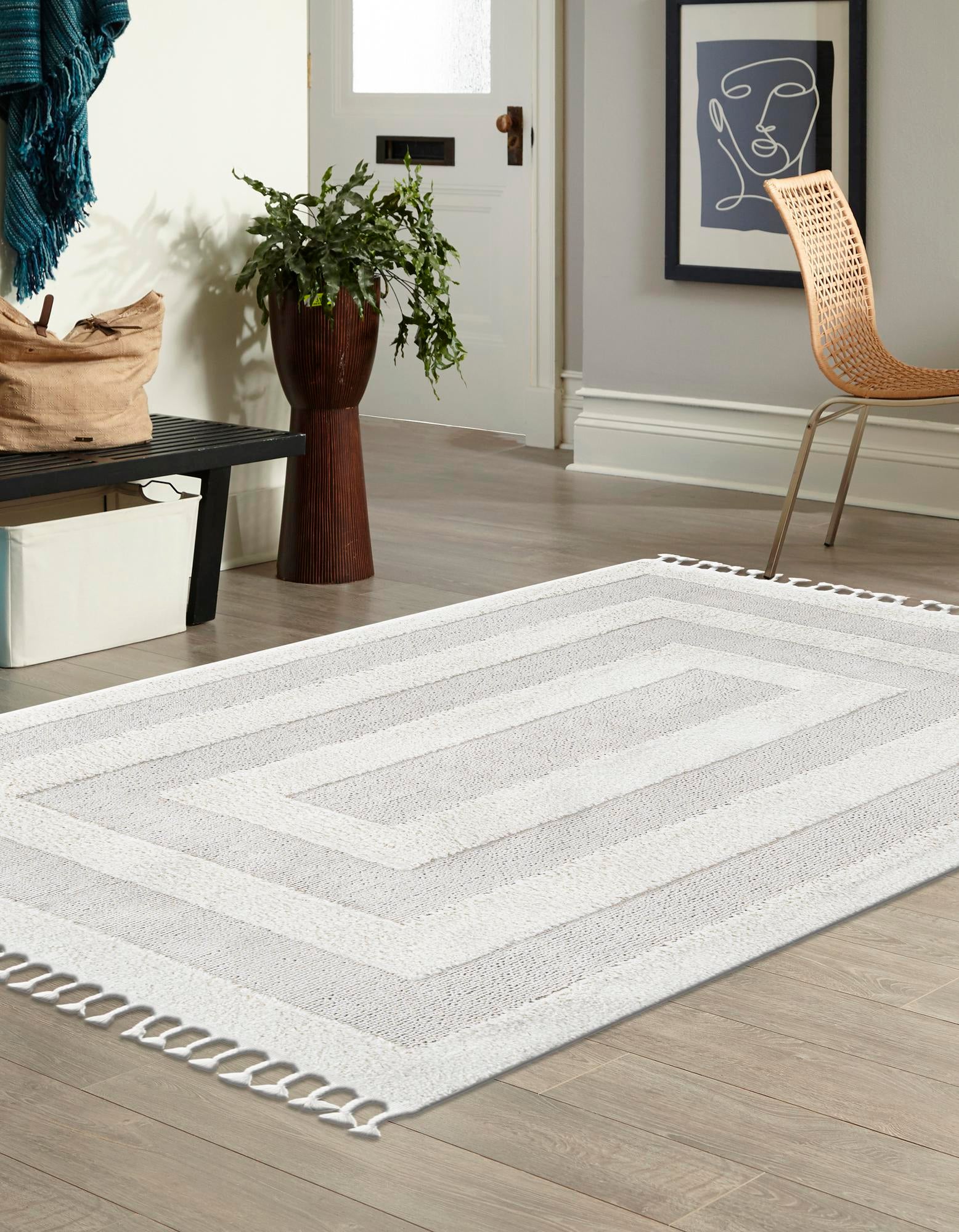 Ivory 5' 3 x 8' Boho Rug | Rugs.com