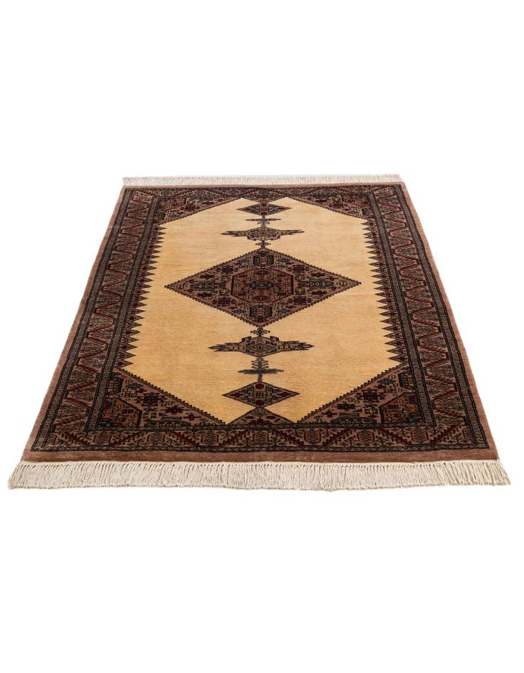 Detail image of  4' 3 x 5' 11  Hand Knotted Bokhara Wool Rug