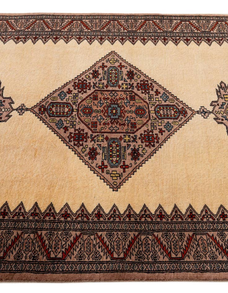 Detail image of  4' 3 x 5' 11  Hand Knotted Bokhara Wool Rug