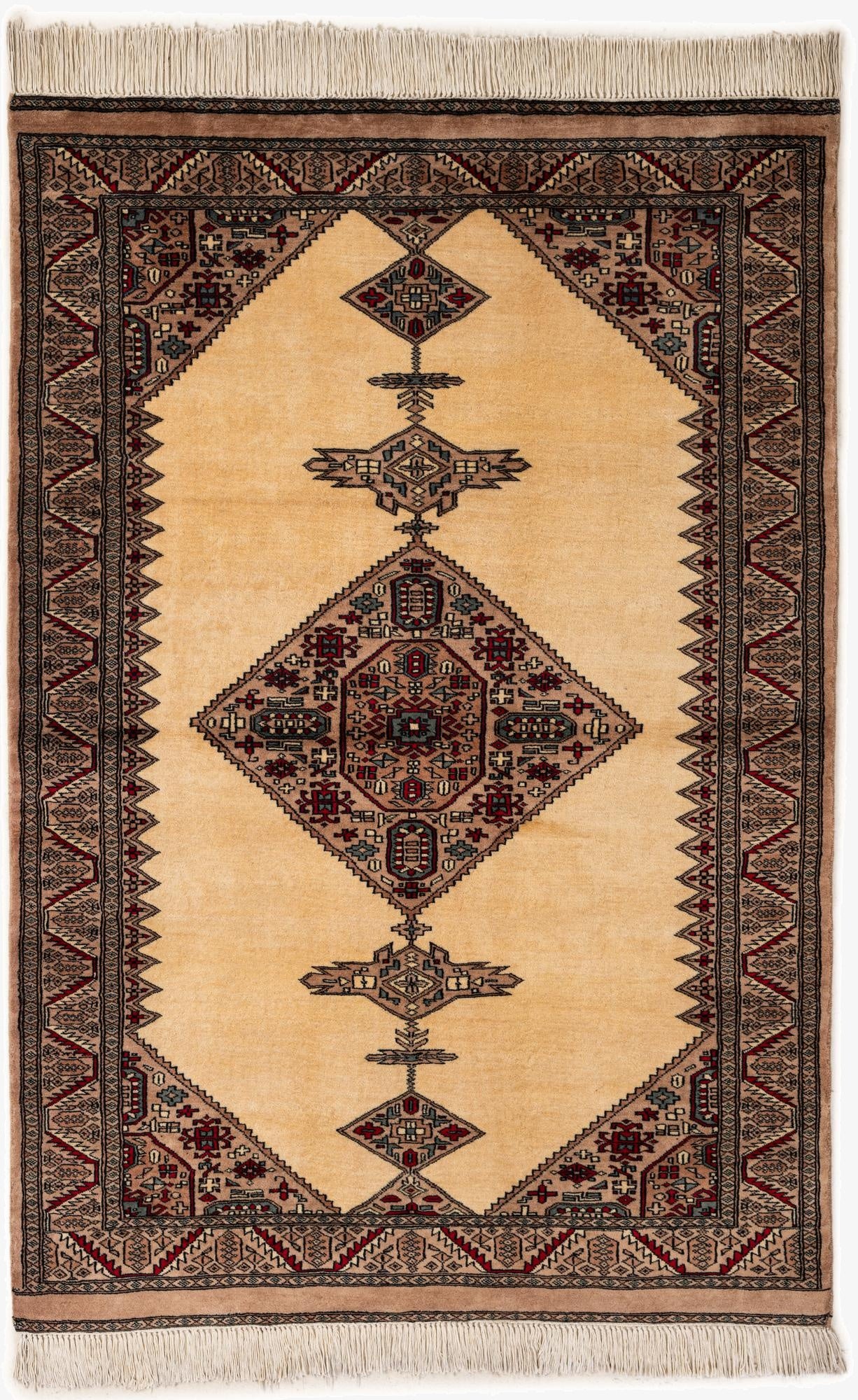  4' 2 x 6' 4  Hand Knotted Bokhara Oriental Wool Rug