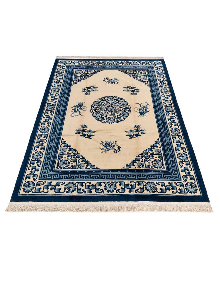 Detail image of  7' 1 x 10' 6  Hand Knotted Carved Pekin Wool Rug