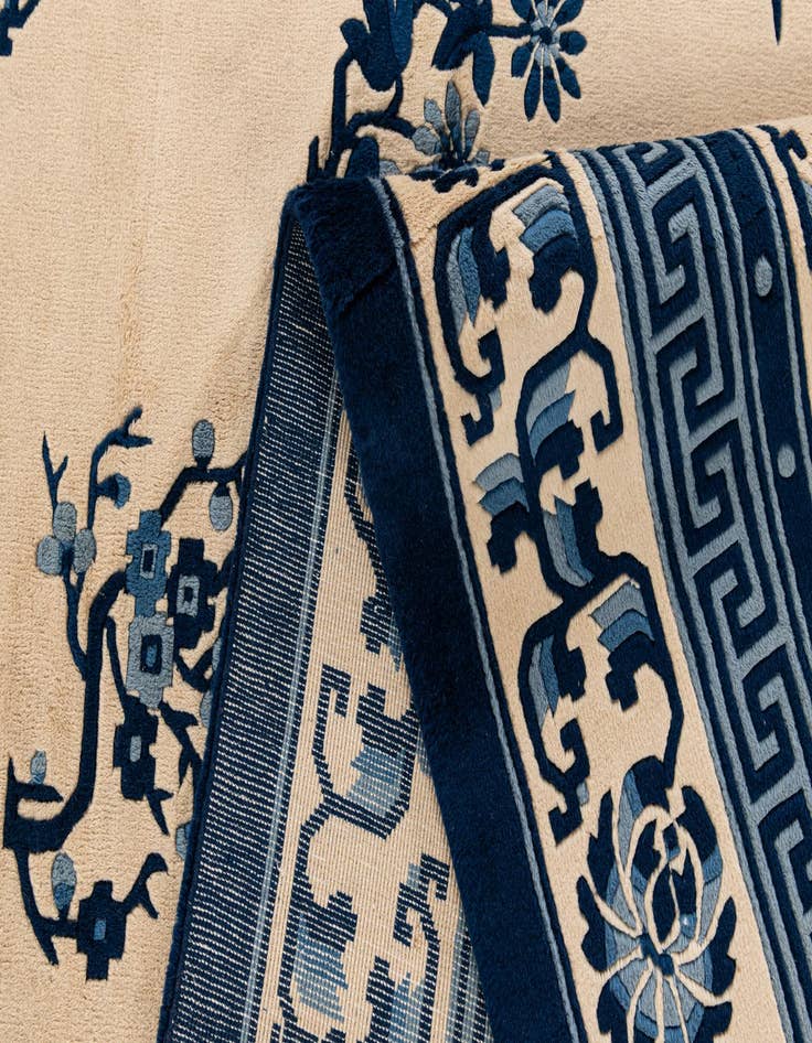 Detail image of  7' 1 x 10' 6  Hand Knotted Carved Pekin Wool Rug