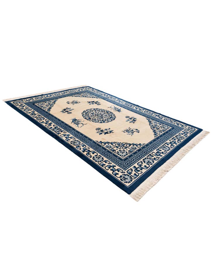 Detail image of  7' 1 x 10' 6  Hand Knotted Carved Pekin Wool Rug