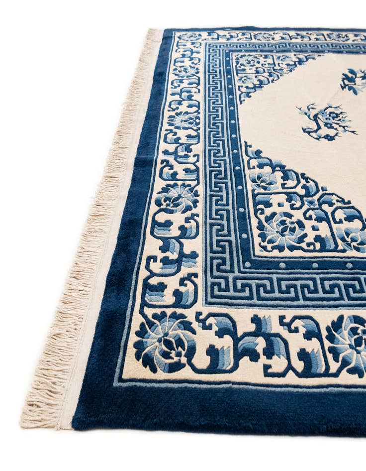 Detail image of  7' 1 x 10' 6  Hand Knotted Carved Pekin Wool Rug