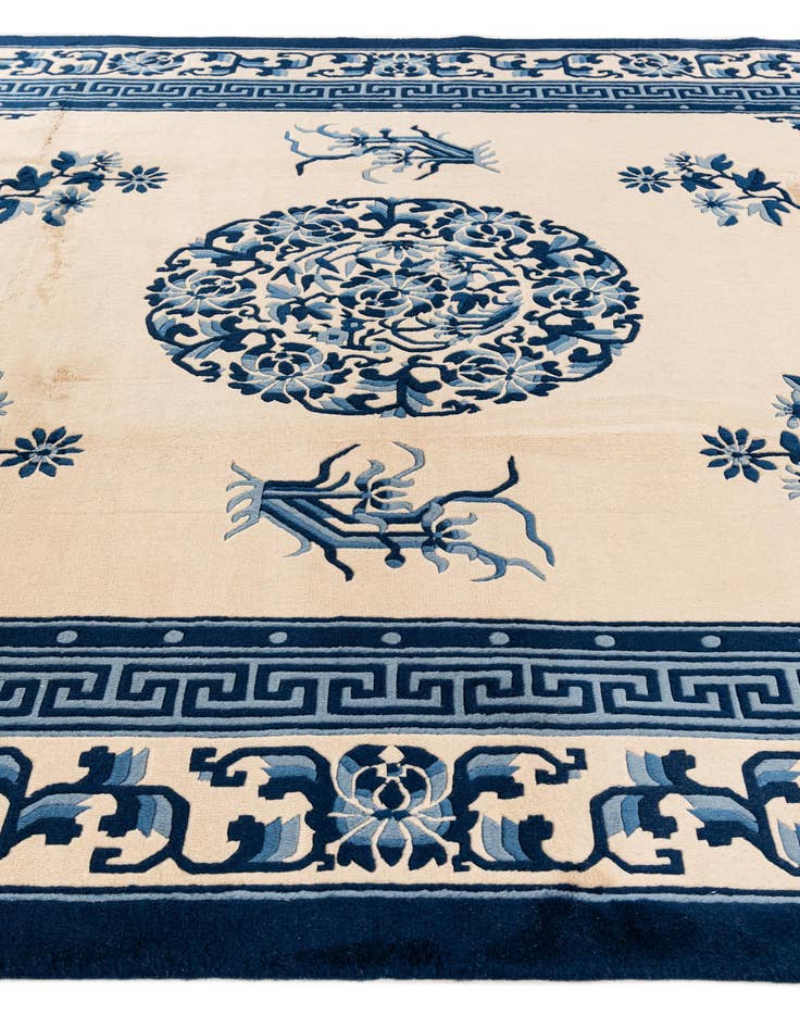 Detail image of  7' 1 x 10' 6  Hand Knotted Carved Pekin Wool Rug