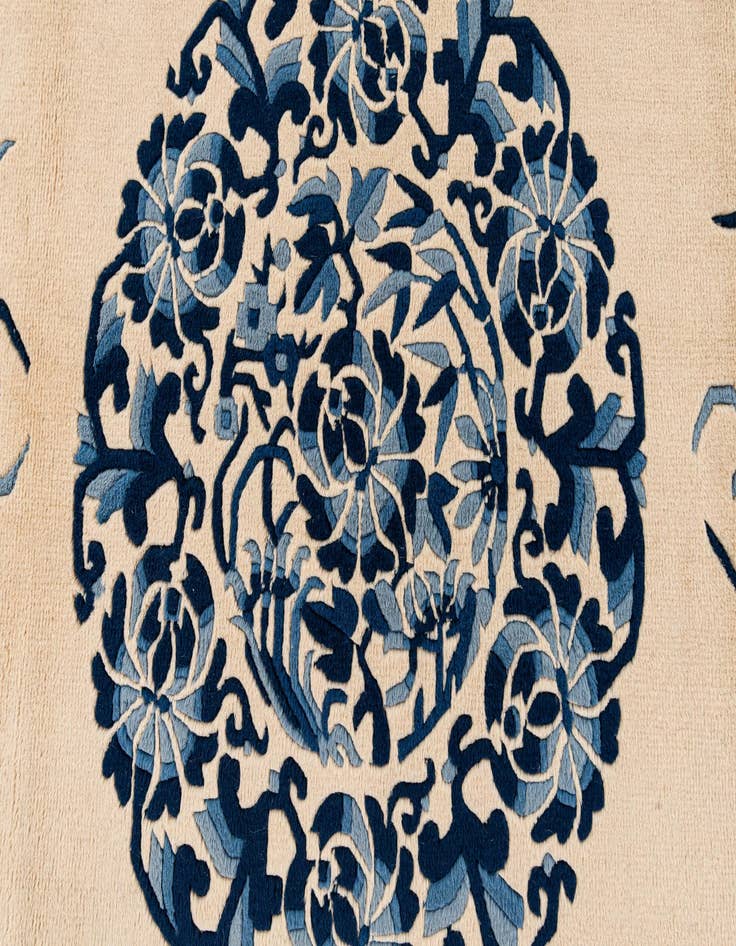 Detail image of  7' 1 x 10' 6  Hand Knotted Carved Pekin Wool Rug