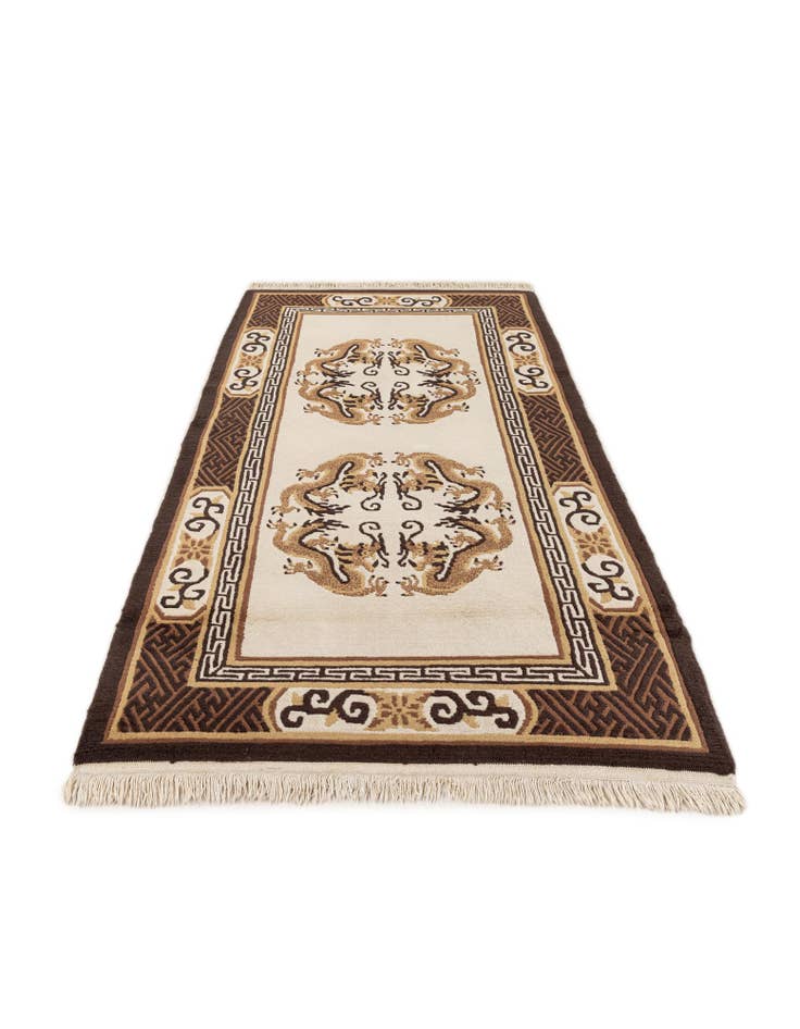 Detail image of  3' 1 x 5' 9  Hand Knotted Carved Pekin Wool Rug