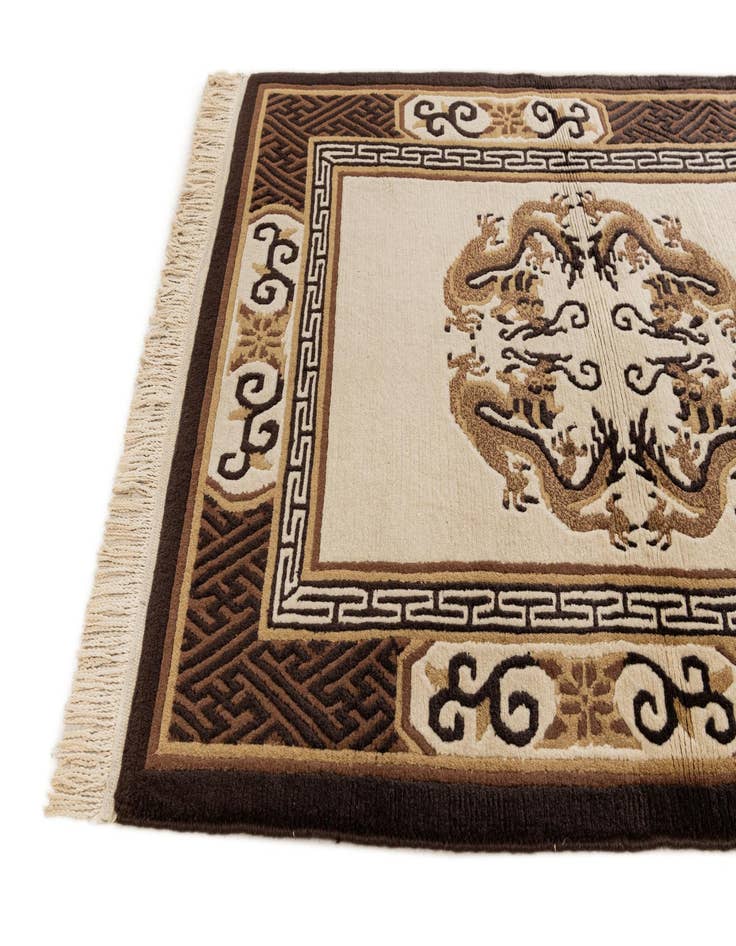 Detail image of  3' 1 x 5' 9  Hand Knotted Carved Pekin Wool Rug