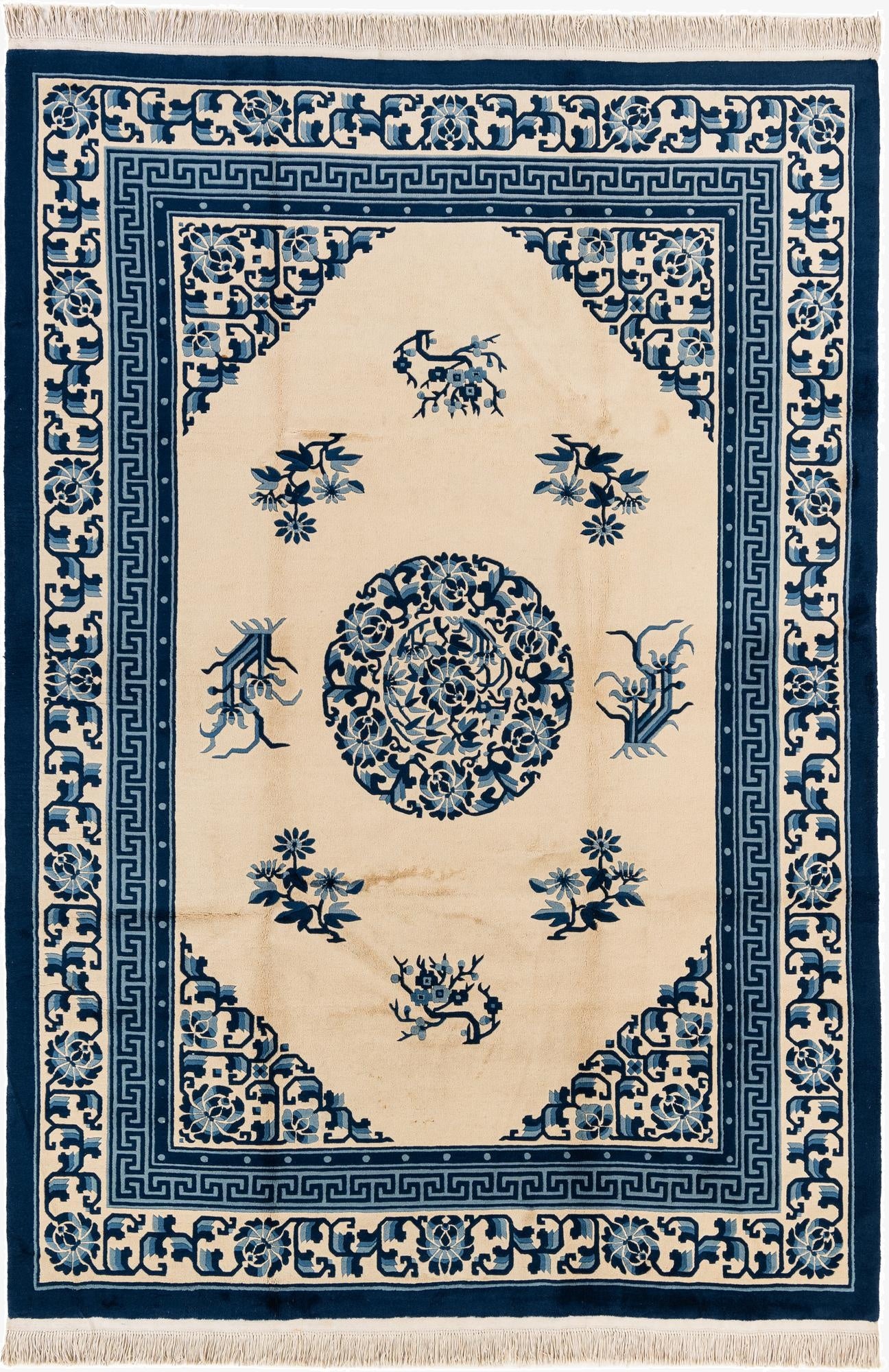  7' 1 x 10' 6  Hand Knotted Carved Pekin Wool Rug