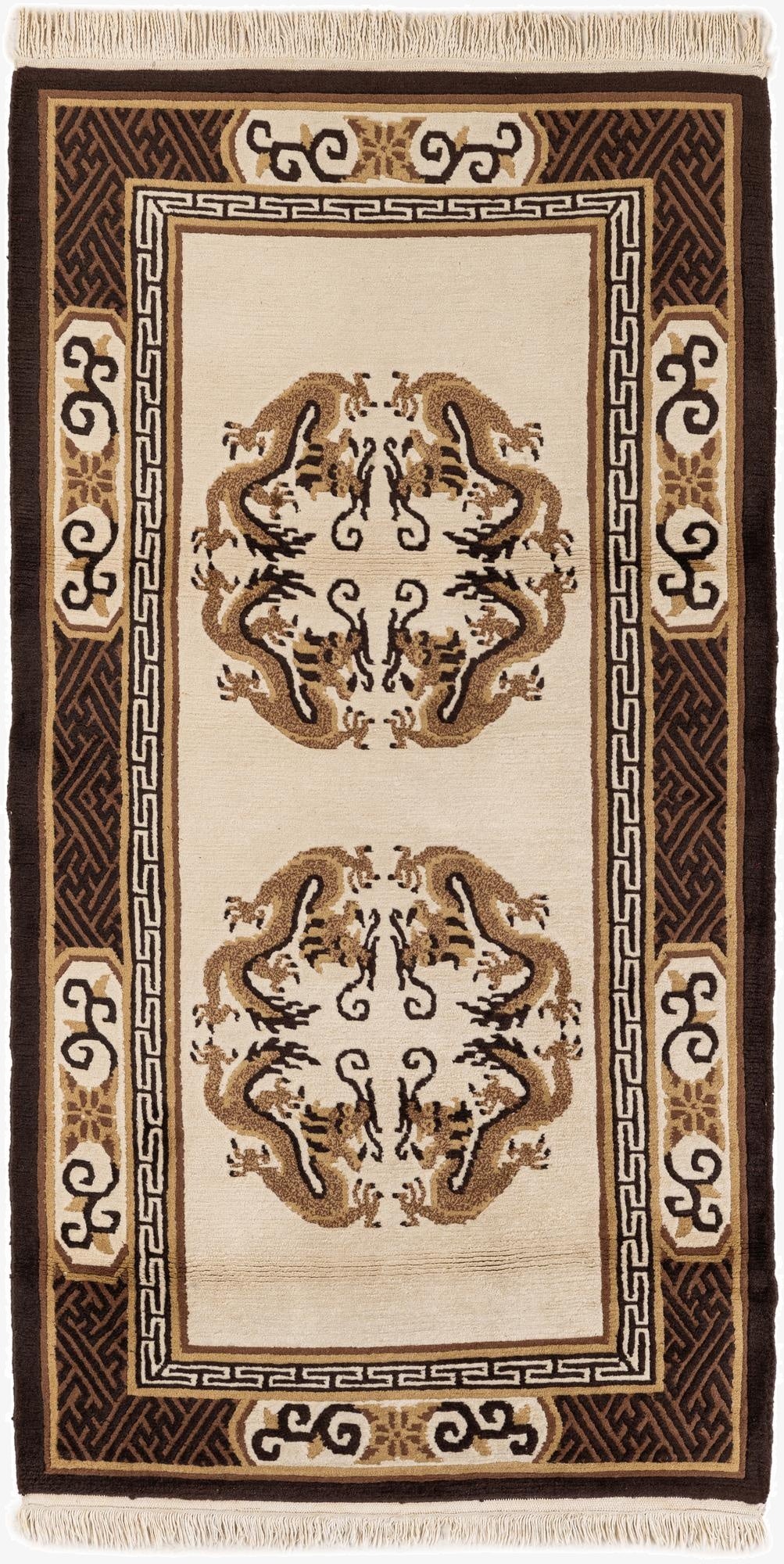  3' 1 x 5' 9  Hand Knotted Carved Pekin Wool Rug