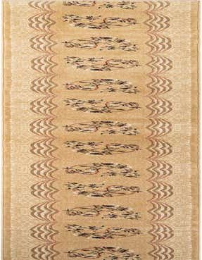 A long, rectangular Chateau Palace rug in ivory and cream with a traditional floral medallion pattern.
