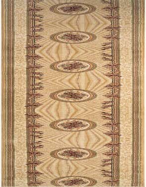 A long, rectangular Chateau Palace rug in ivory and cream with a traditional floral medallion pattern and ornate borders.