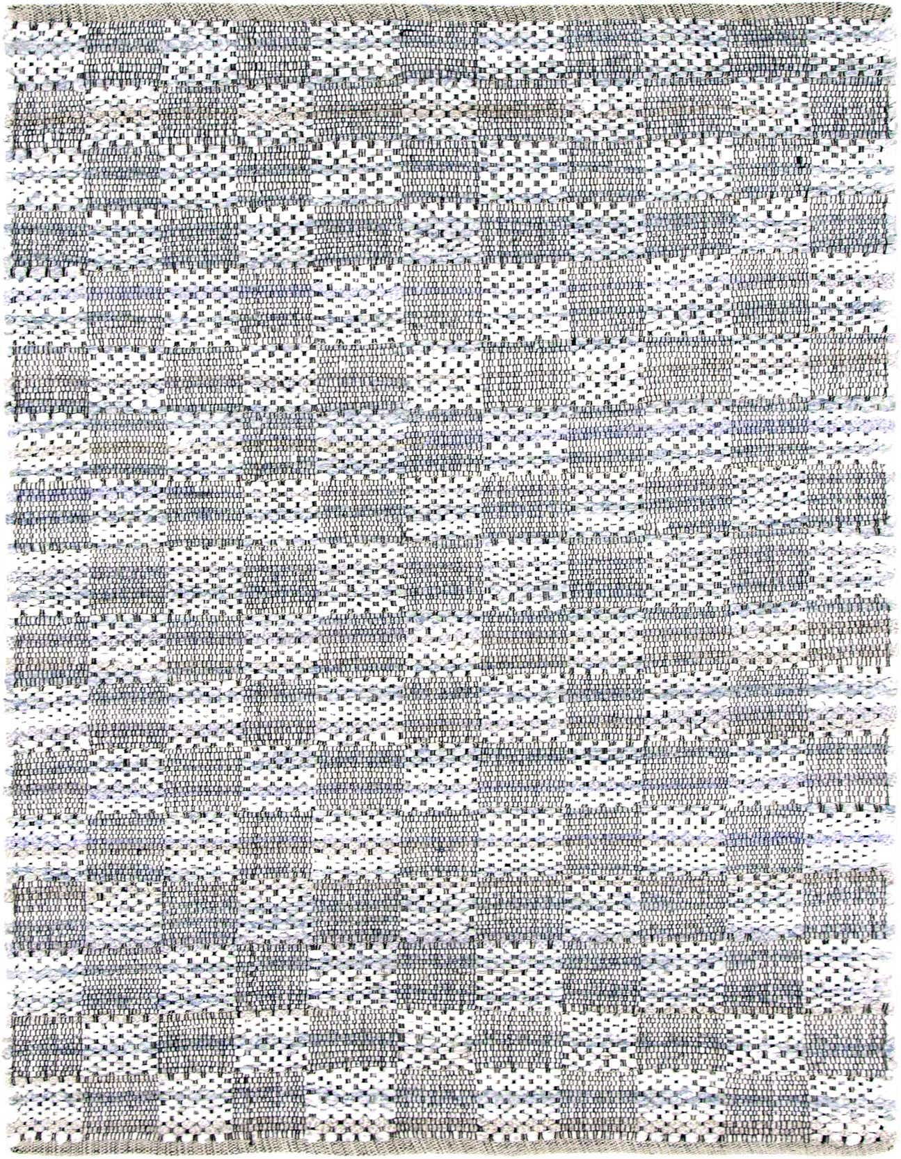 A 4x6 rectangular Chindi Cotton rug featuring a checkerboard pattern in varied shades of ivory, cream, and white, with a flatweave texture.
