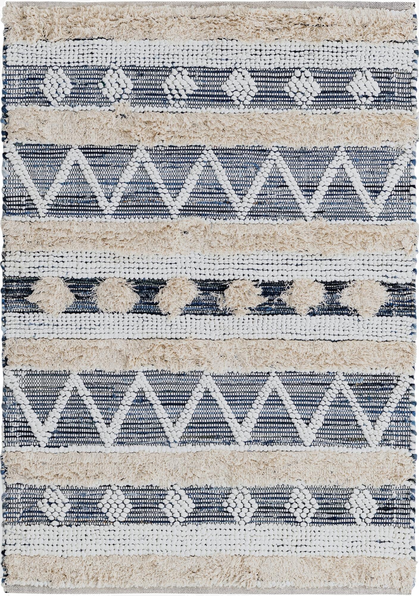  4' 1 x 6' 1  Hand Woven Cotton Chindi Rug